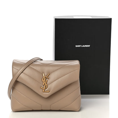 Saint Laurent Calfskin Y Quilted Monogram Toy Loulou Crossbody Bag Latte 10 of 10