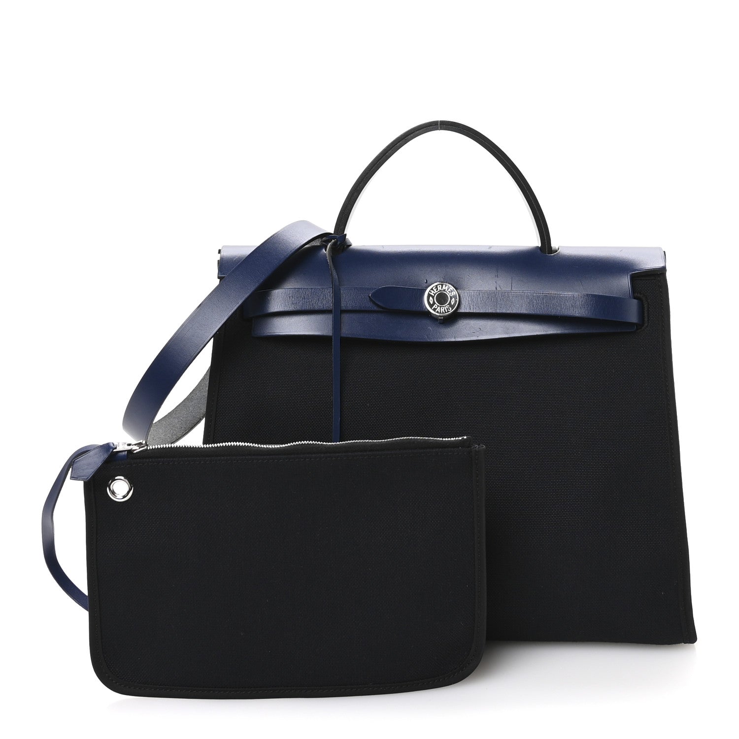 Hermes Military Toile Vache Hunter Herbag Zip 31 PM Bleu Marine Bleu Saphir 3 of 11