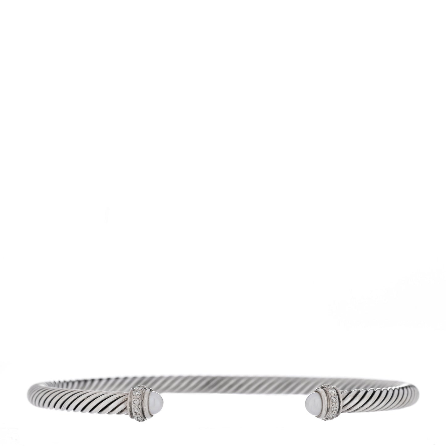 Sterling Silver Diamond Cultured Pearl 4mm Cable Classics Bracelet