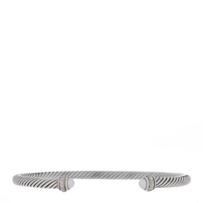 David Yurman Sterling Silver Diamond Cultured Pearl 4mm Cable Classics Bracelet 1 of 5