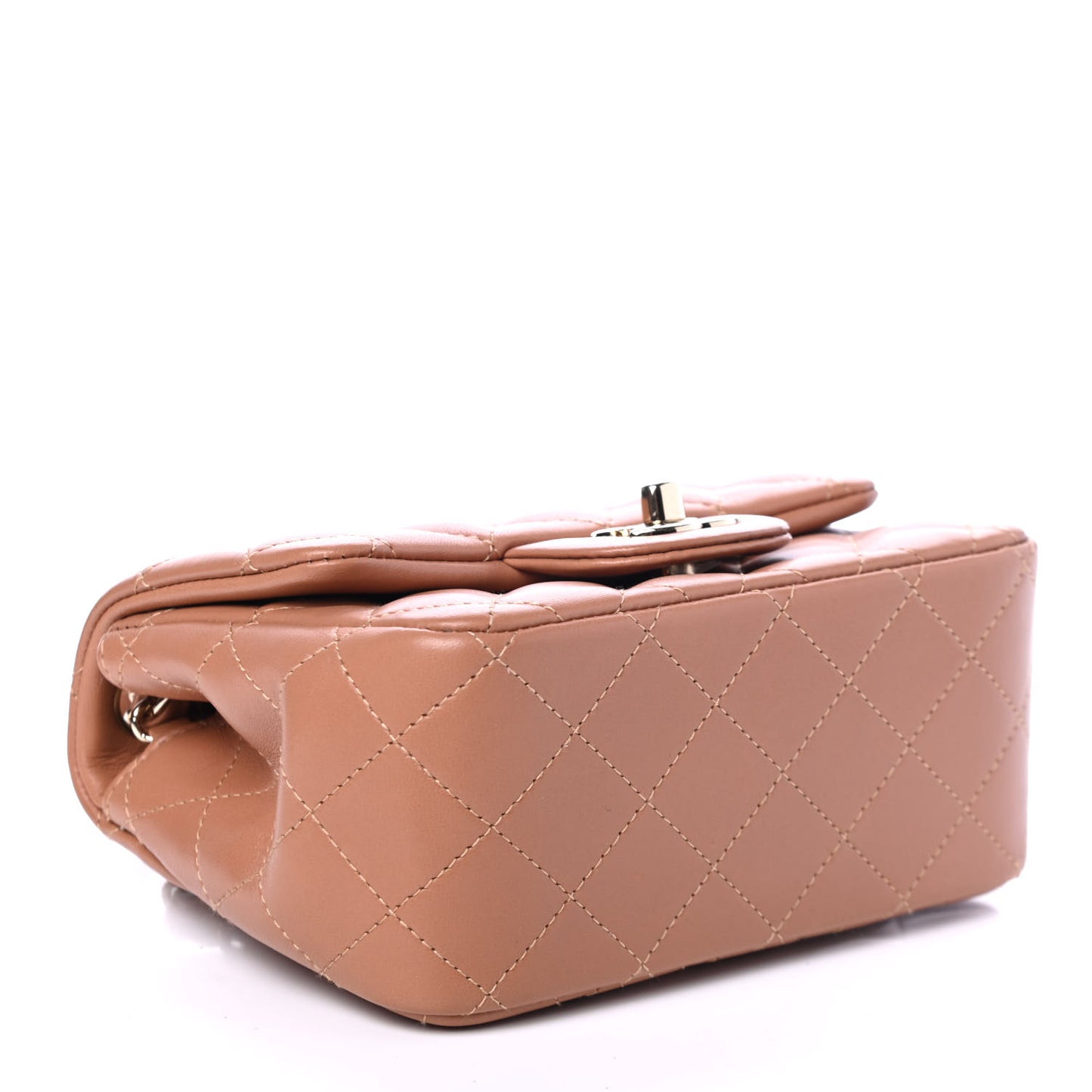 Lambskin Quilted Mini Square Flap Brown