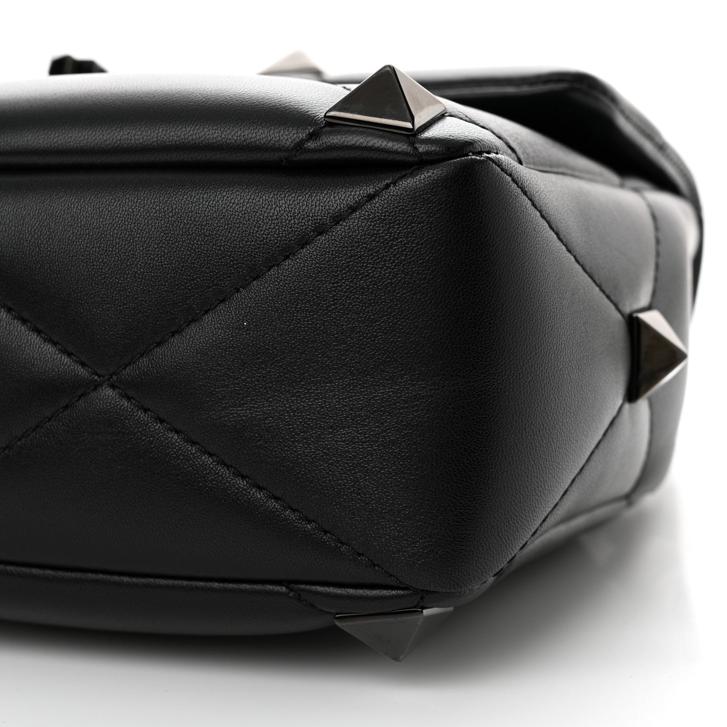 Valentino Garavani Nappa Monochrome Large Roman Stud Shoulder Bag Black 9 of 10