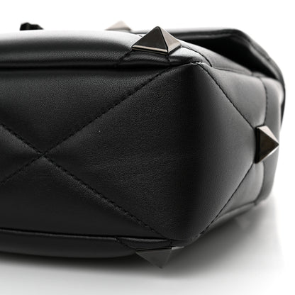 Valentino Garavani Nappa Monochrome Large Roman Stud Shoulder Bag Black 9 of 10