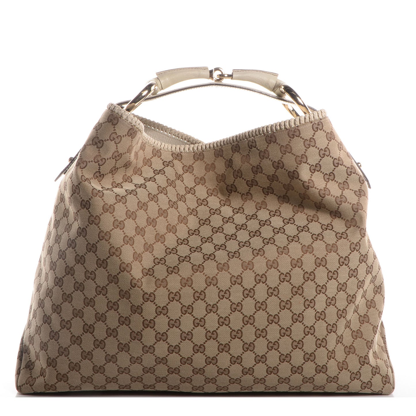 Monogram Large Horsebit Chain Hobo Off White