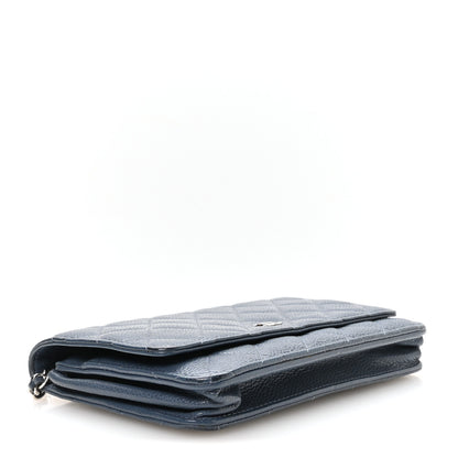 Chanel Caviar Quilted Wallet on Chain WOC Blue 4 of 12
