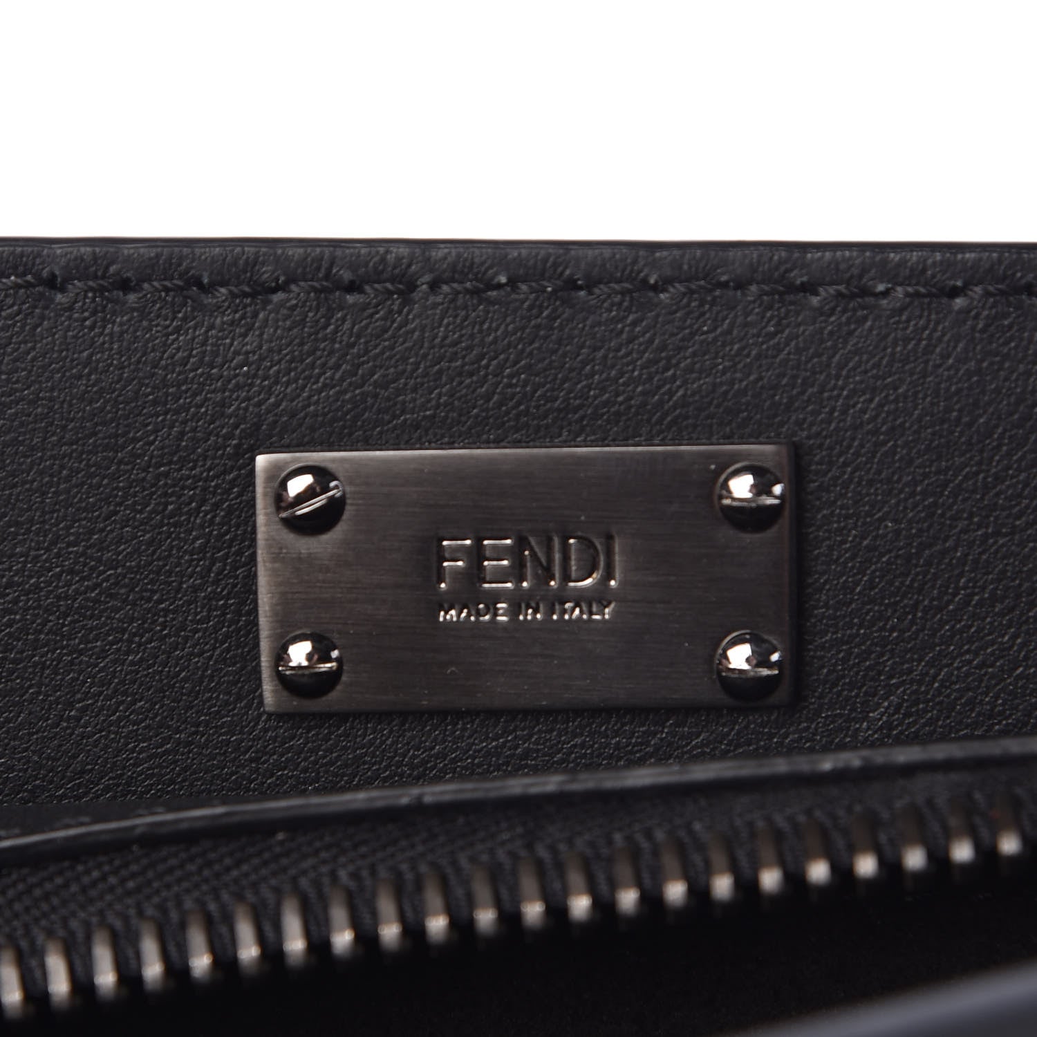 Fendi Vitello Grace FF 1974 Embossed Large Peekaboo Iconic Fit Satchel Black 7 of 15