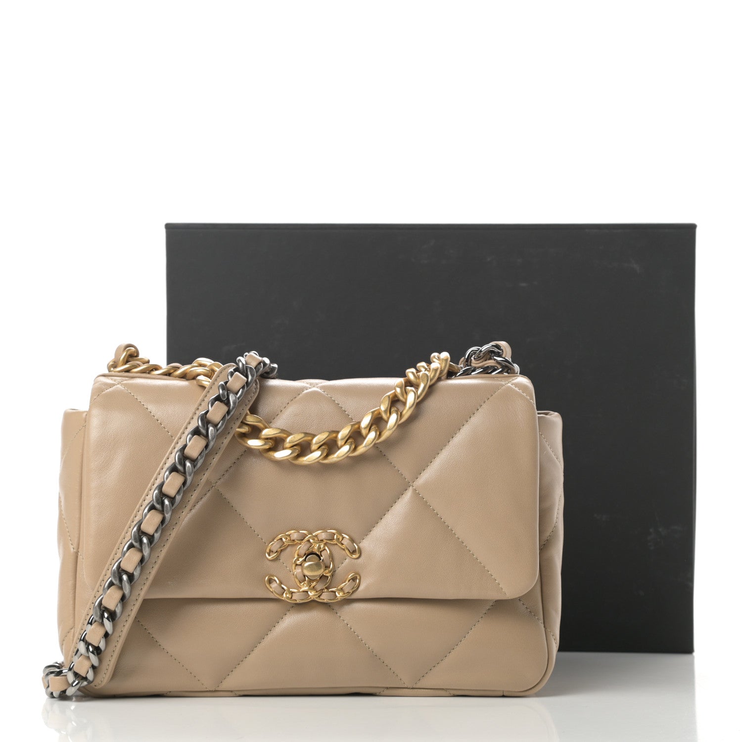 Chanel Lambskin Quilted Medium Chanel 19 Flap Dark Beige 12 of 12