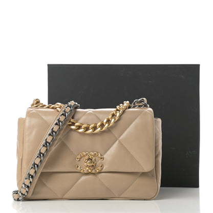 Chanel Lambskin Quilted Medium Chanel 19 Flap Dark Beige 12 of 12