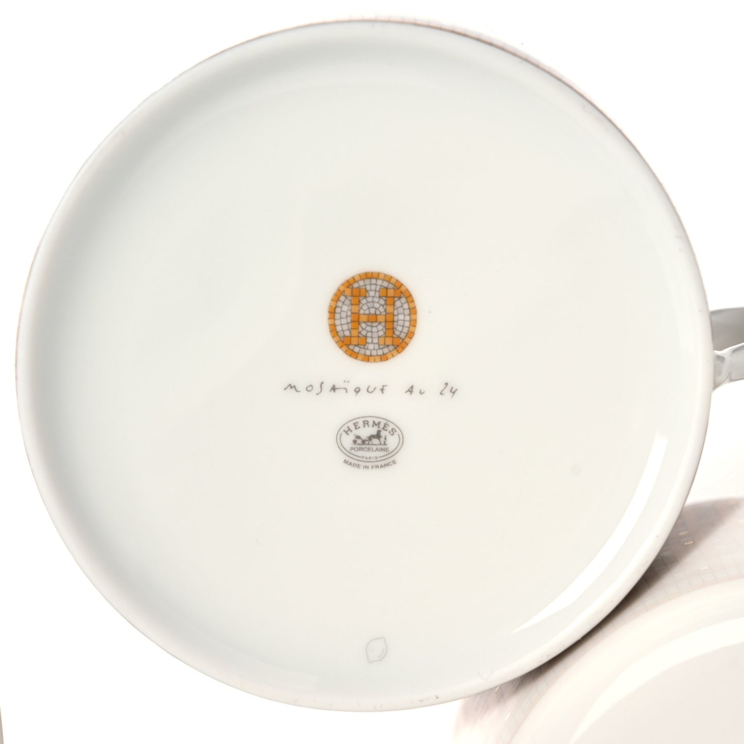 Porcelain Mosaique Au 24 Gold Breakfast Cup And Saucer Set Of 2