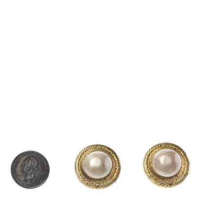 Chanel Pearl Clip On Earrings Gold 2 of 4