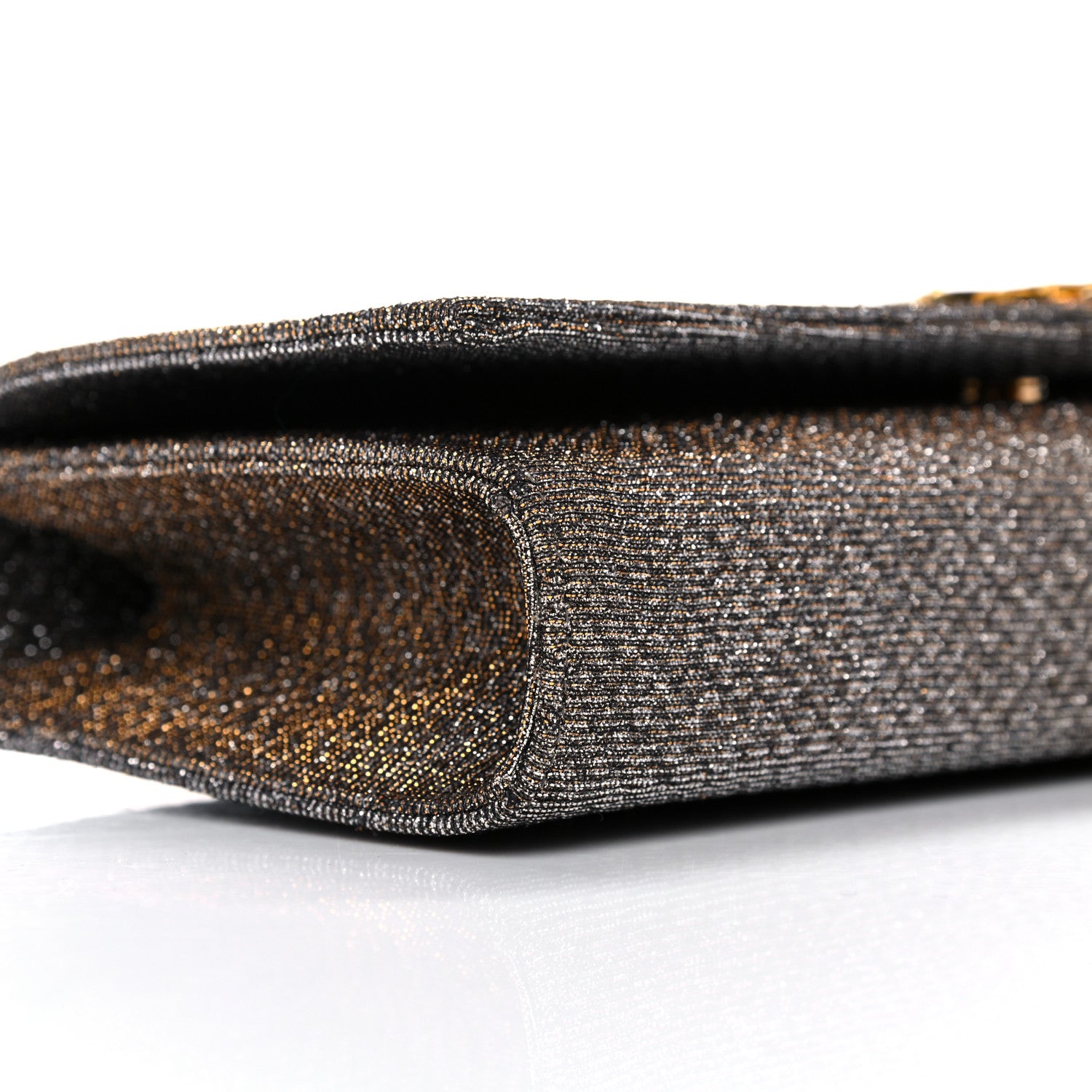 Saint Laurent Metallic Canvas Woven Classic Monogram Tassel Clutch Silver Gold 7 of 13
