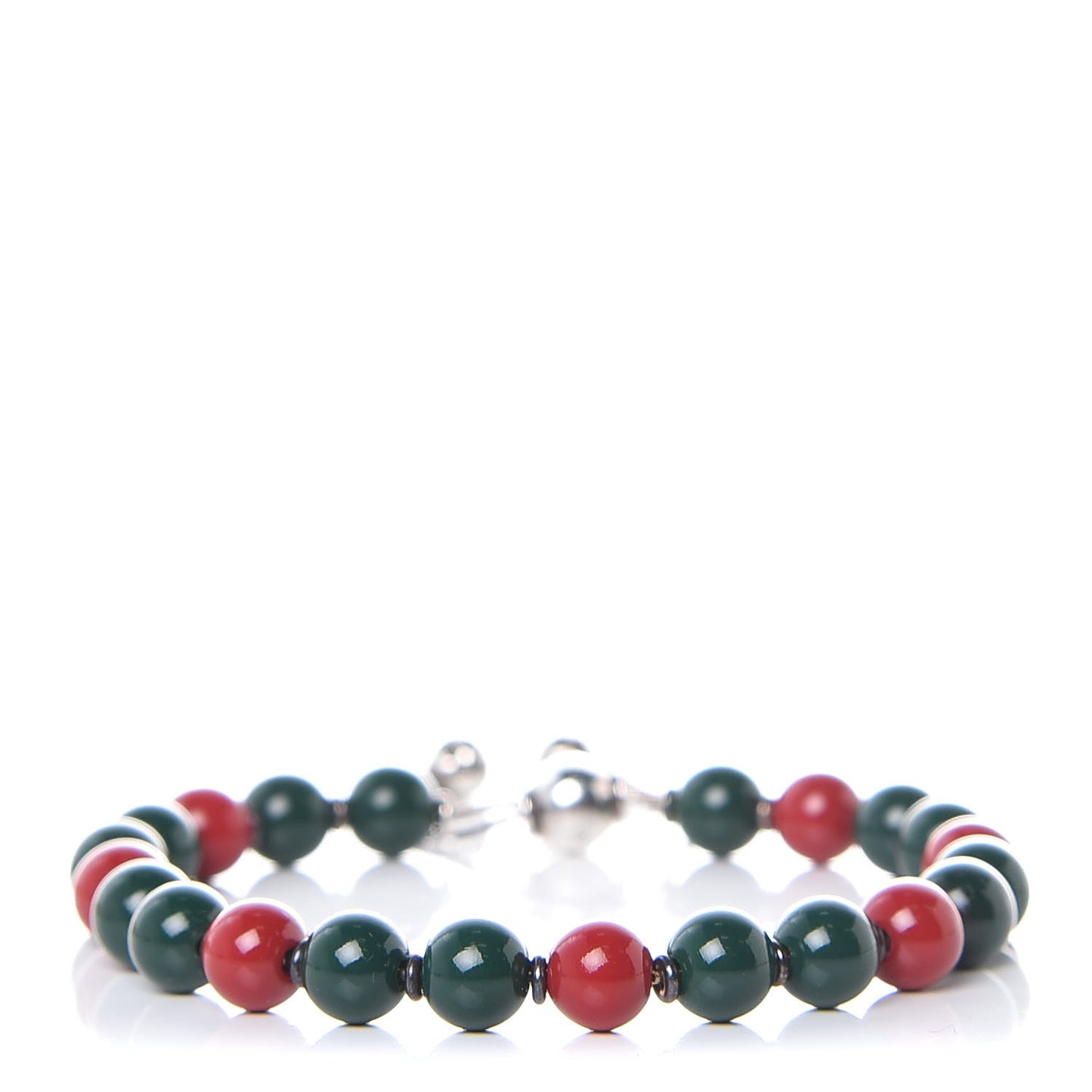 Sterling Silver Wood Boule Britt Bracelet Green