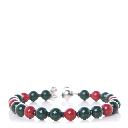 Gucci Sterling Silver Wood Boule Britt Bracelet Green 1 of 6