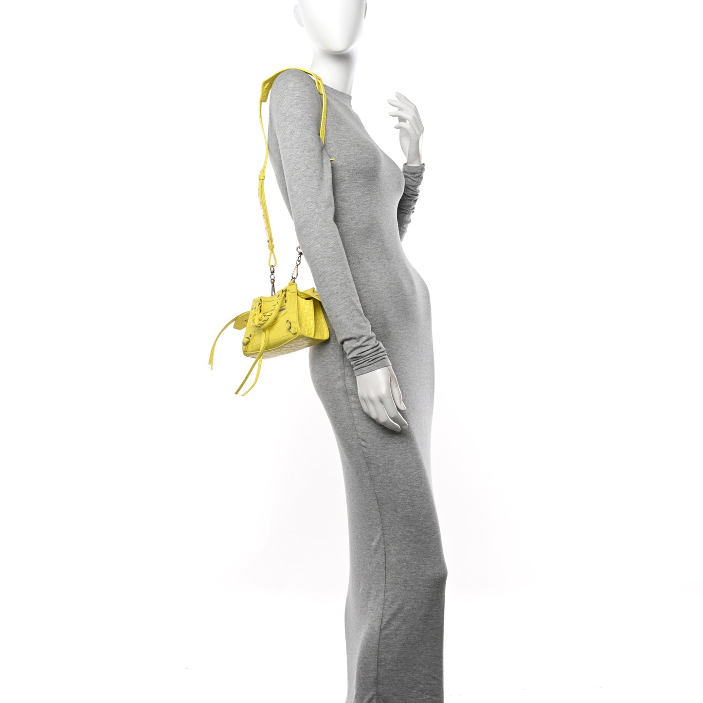 Calfskin Crocodile Embossed Neo Classic Hardware Nano City Crossbody Light Yellow