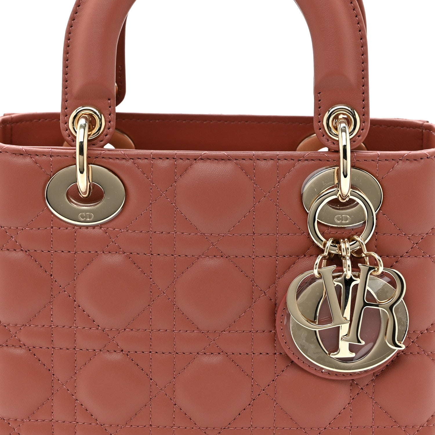 Christian Dior Lambskin Cannage Small My ABCDior Lady Dior Rust 8 of 10
