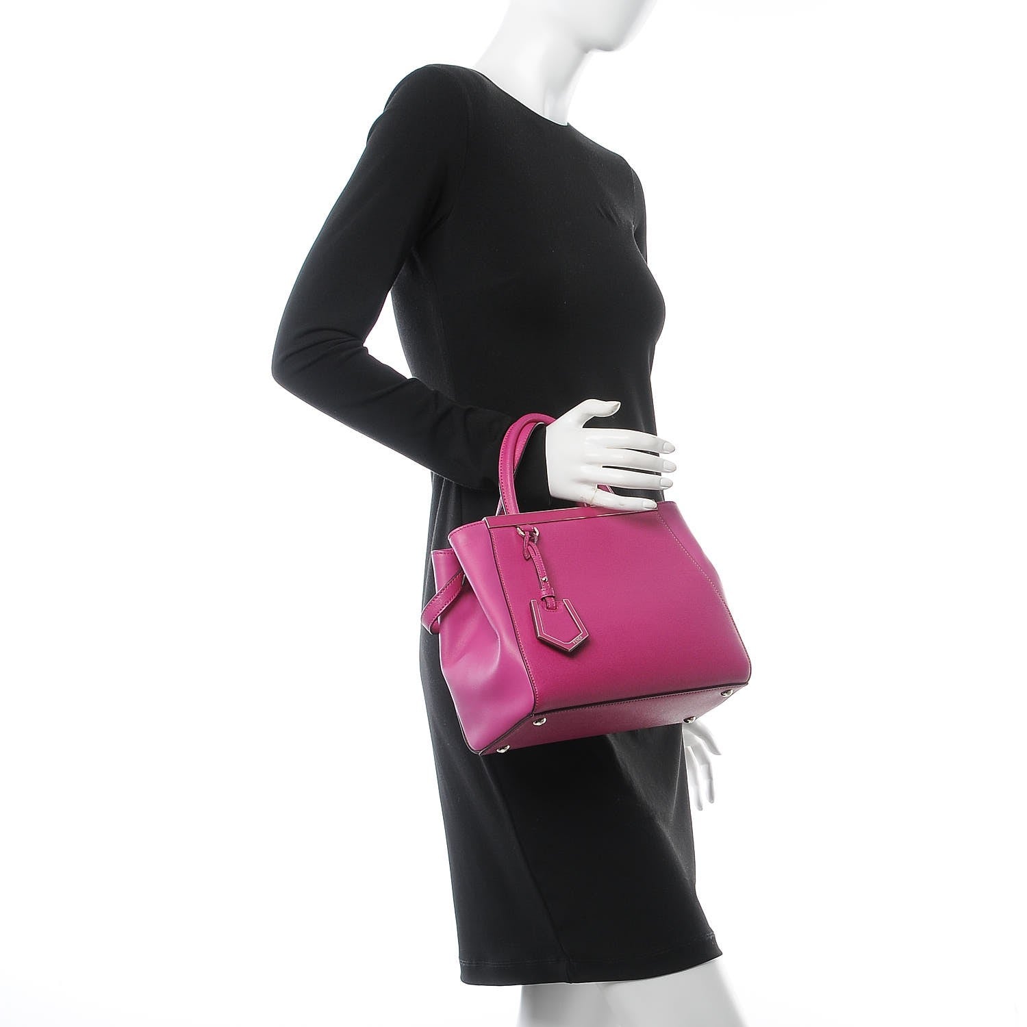 Fendi Vitello Elite Petite 2Jours Tote Magenta 2 of 8