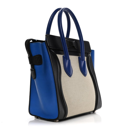 Celine Canvas Smooth Calfskin Nano Tri-Color Luggage Natural Blue 2 of 19