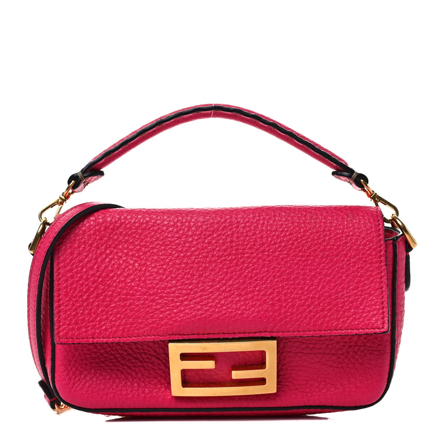 Fendi Cuoio Romano Mini Baguette Fuxia 1 of 9