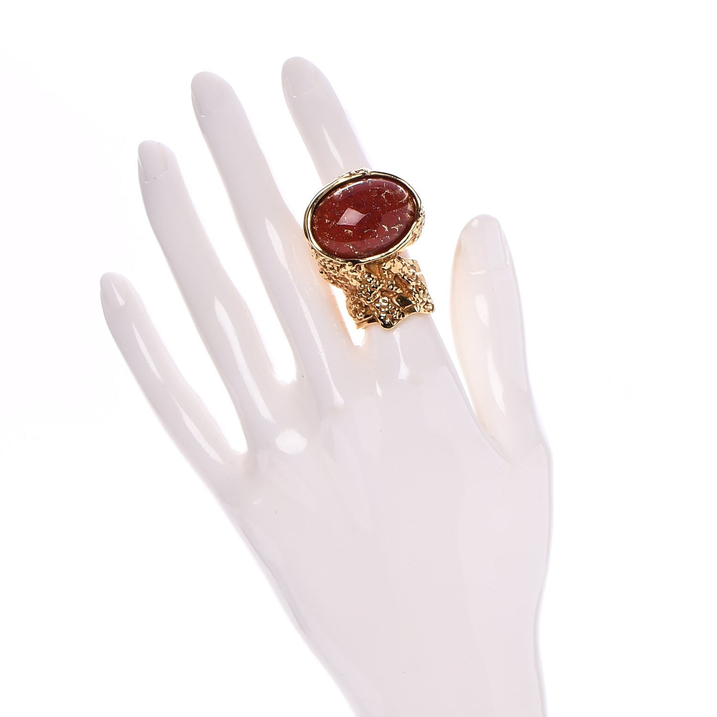 Glass Cabochon Arty Ovale Ring 5 Gold Opium