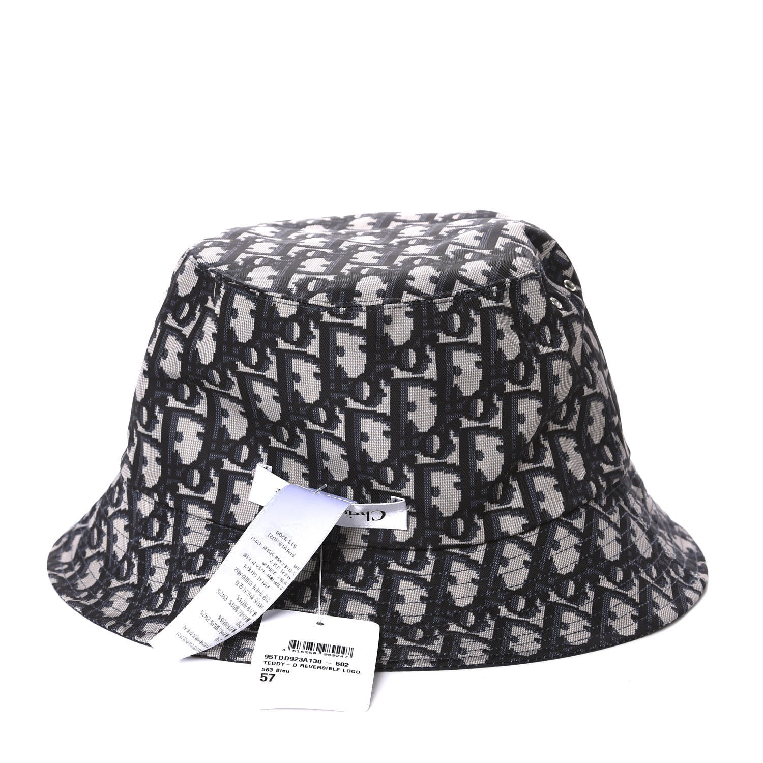 Christian Dior Oblique Reversible Teddy-D Brim Bucket Hat 57 Blue 8 of 14