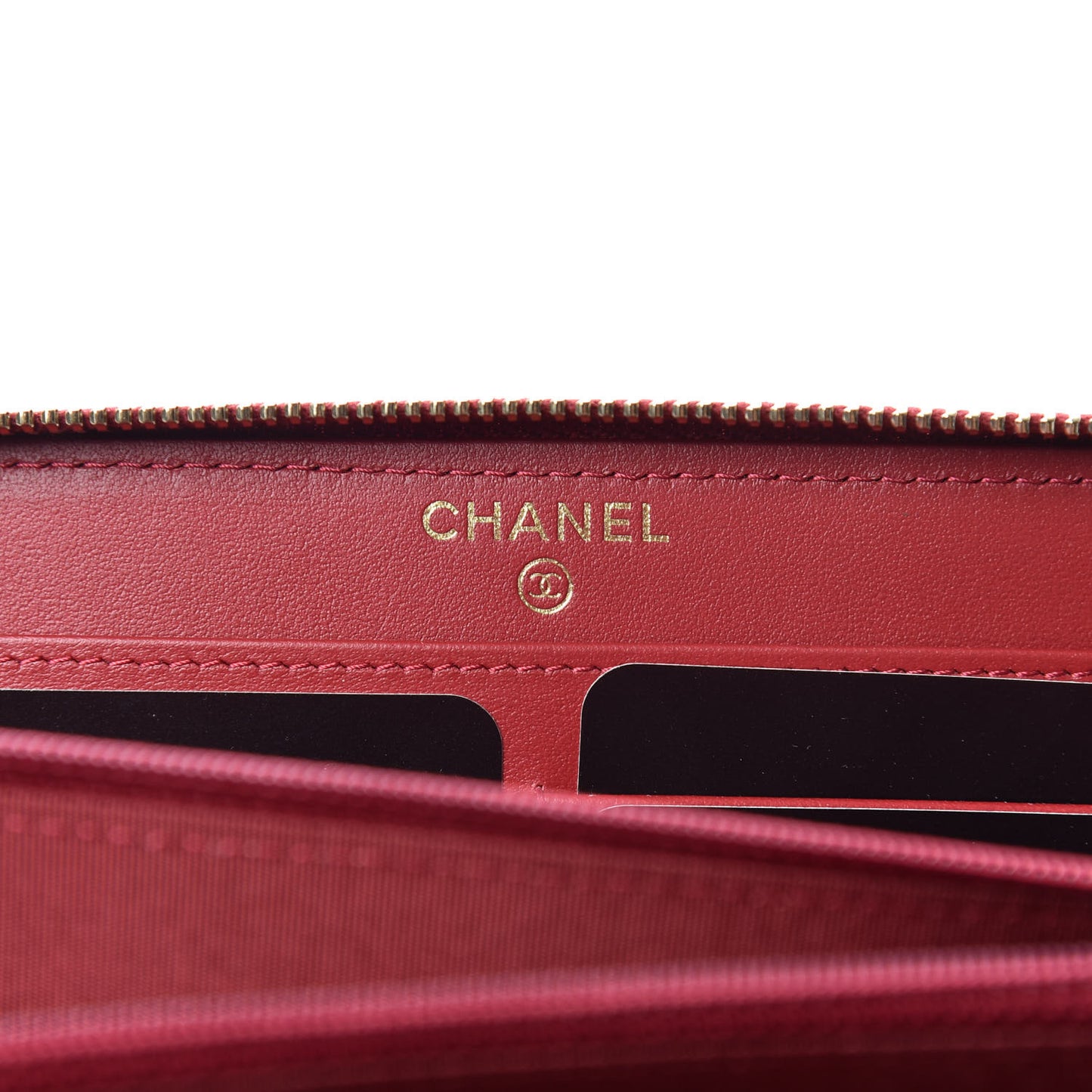 Shiny Goatskin Quilted 19 Long Zipped Around Wallet Red