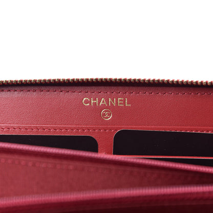 Chanel Shiny Goatskin Quilted 19 Long Zipped Around Wallet Red 6 of 9