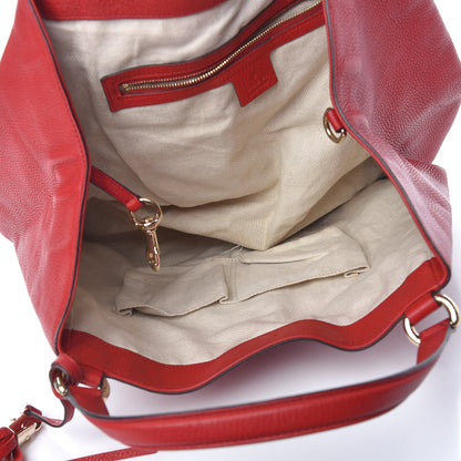 Gucci Pebbled Calfskin Medium Soho Shoulder Bag Red 7 of 11