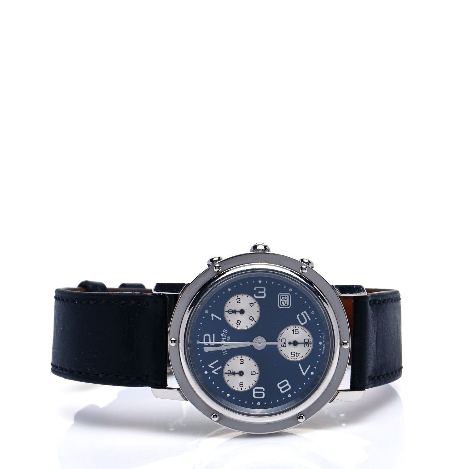 Hermes Stainless Steel Barenia 40mm Clipper Chronograph Quartz Watch Noir 2 of 6