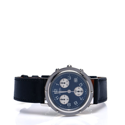 Hermes Stainless Steel Barenia 40mm Clipper Chronograph Quartz Watch Noir 2 of 6