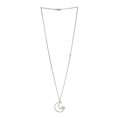 Chanel Ruthenium Crystal CC Moon Pendant Necklace 3 of 4