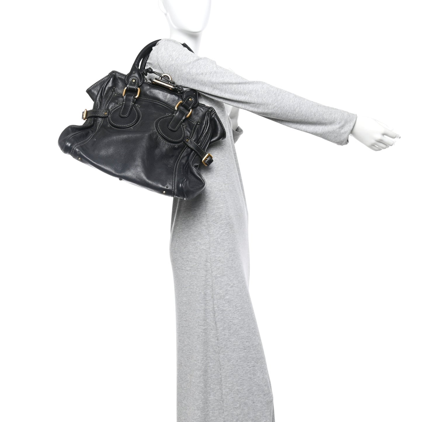 Grained Calfskin Paddington Tote Black