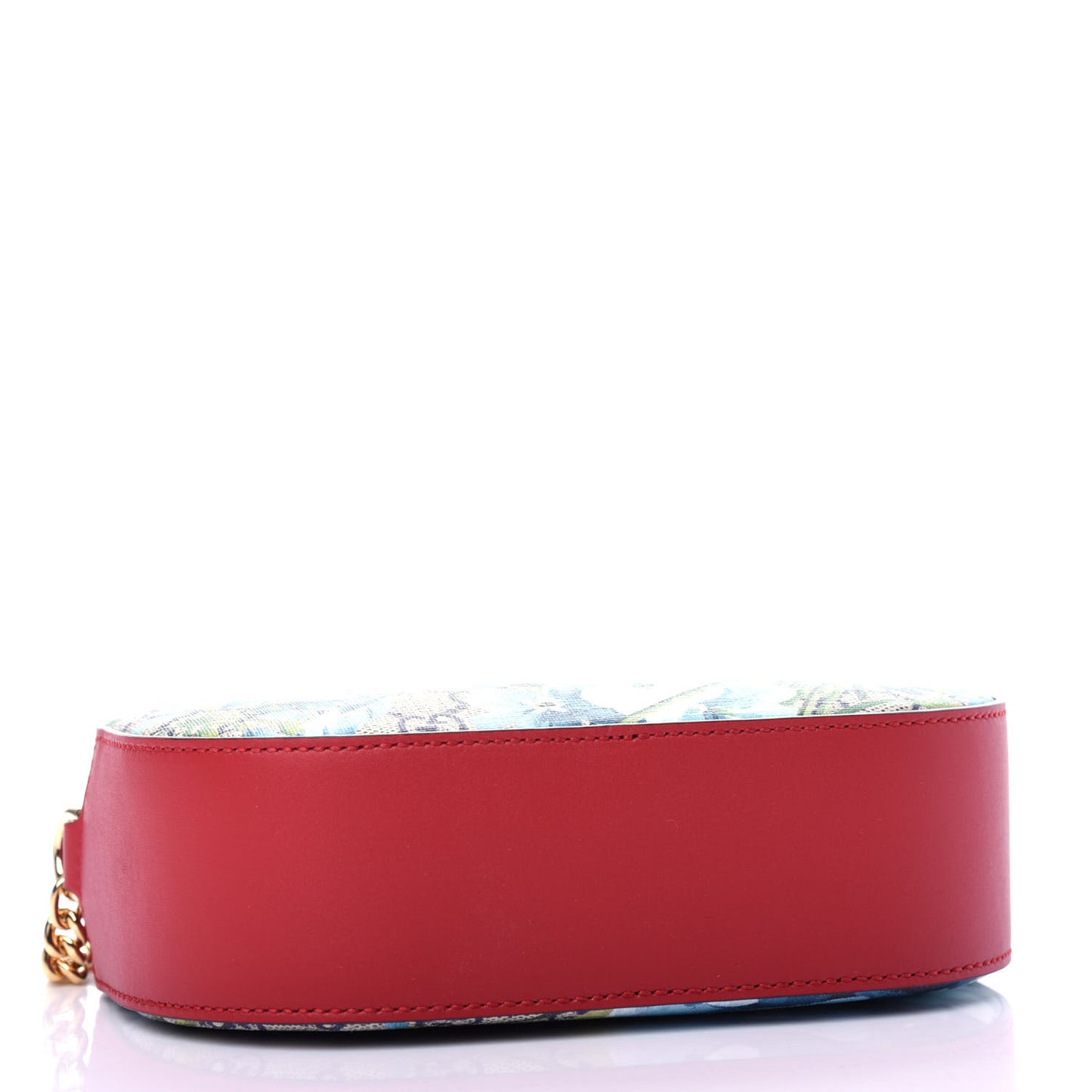 GG Supreme Monogram Blooms Mini Chain Shoulder Bag Beige Blue Navy Hibiscus Red