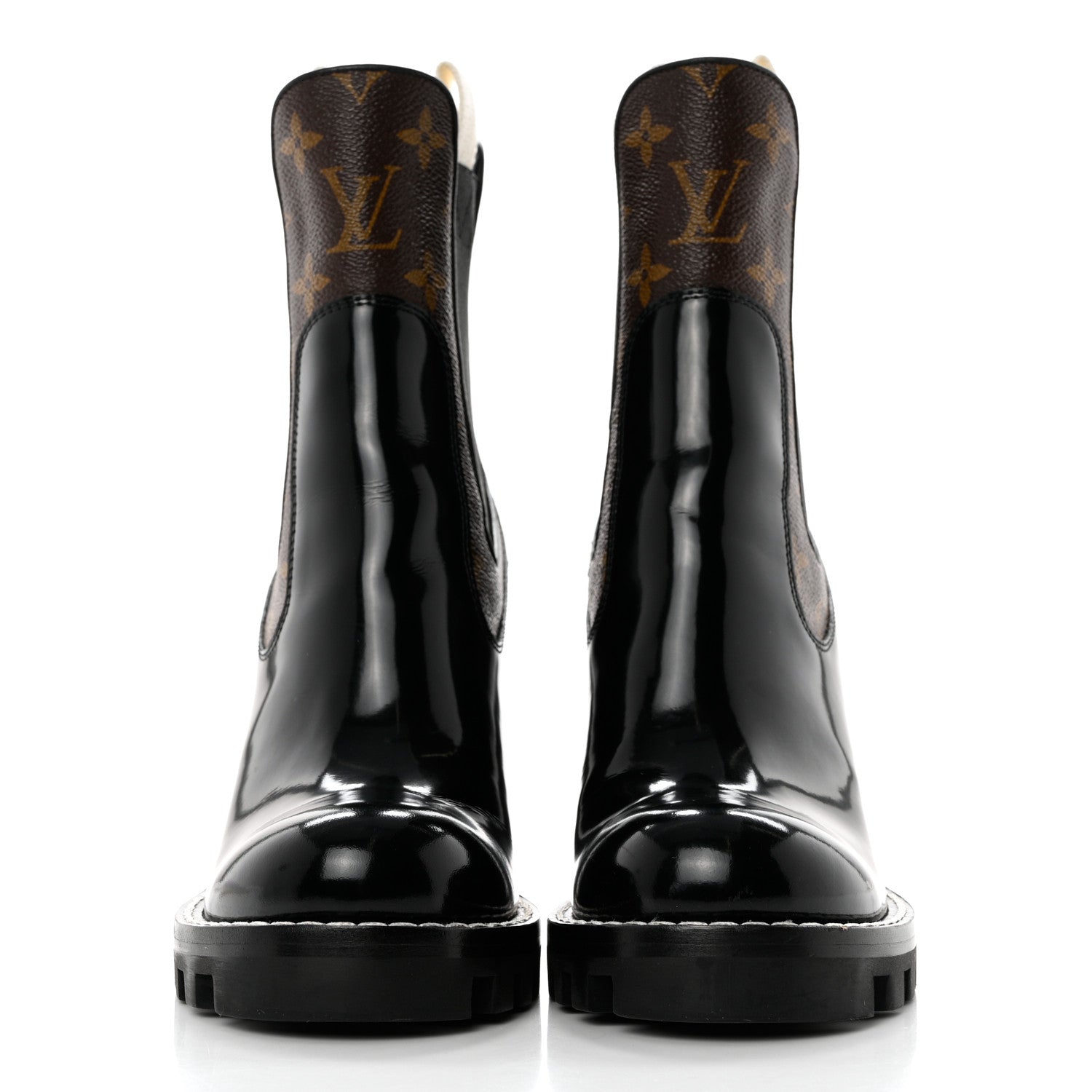 Louis Vuitton Patent Calfskin Monogram Star Trail Chelsea Ankle Boots 36 Black 2 of 8
