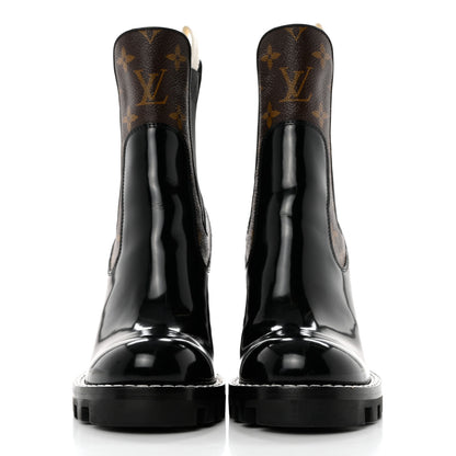 Louis Vuitton Patent Calfskin Monogram Star Trail Chelsea Ankle Boots 36 Black 2 of 8