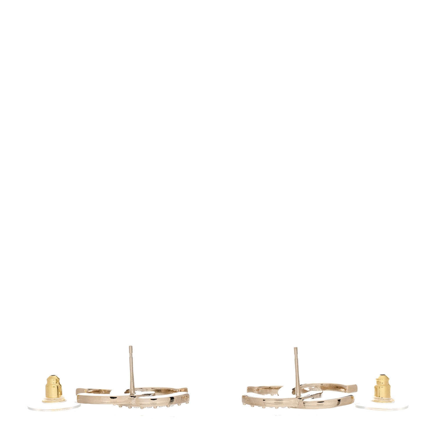 Chanel Textured Metal Crystal CC Earrings Gold 3 of 5