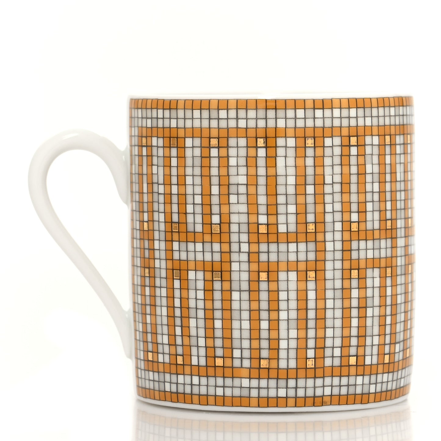 Porcelain Mosaique Au 24 Gold Coffee Cup and Saucer Set of 2
