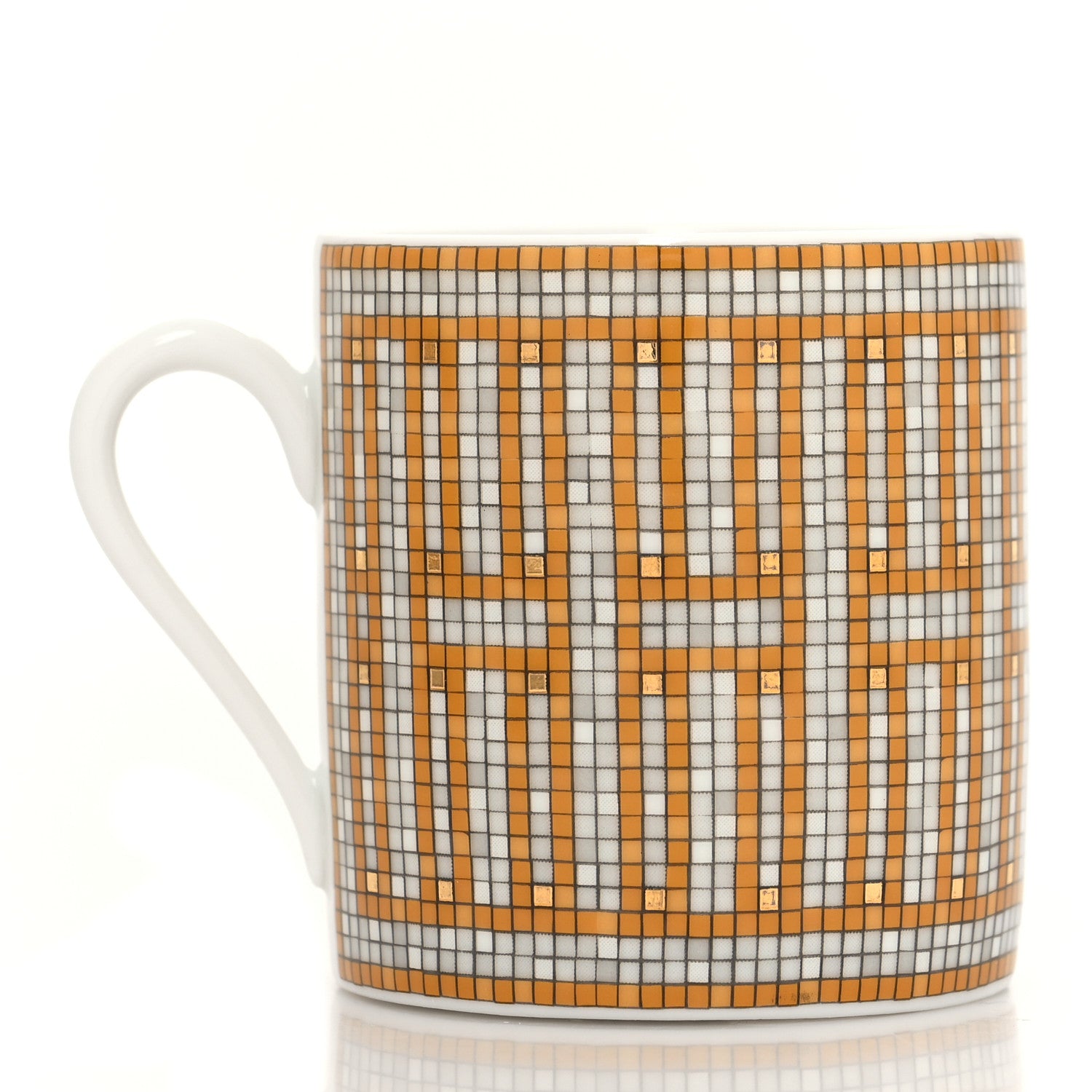 Hermes Porcelain Mosaique Au 24 Gold Coffee Cup and Saucer Set of 2 5 of 13