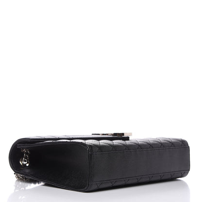 Saint Laurent Grain De Poudre Textured Mixed Matelasse Triquilt Medium Monogram Satchel Black 4 of 9