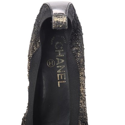 Chanel Metallic Lambskin Cap Toe CC Elastic Stretch Pumps 38.5 Black 7 of 13