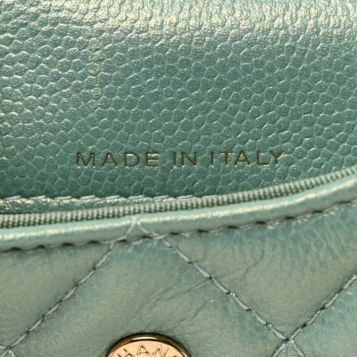 Chanel Iridescent Caviar Quilted Pearl On Top Coin Purse With Chain Light Green 7 of 9