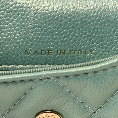 Chanel Iridescent Caviar Quilted Pearl On Top Coin Purse With Chain Light Green 7 of 9