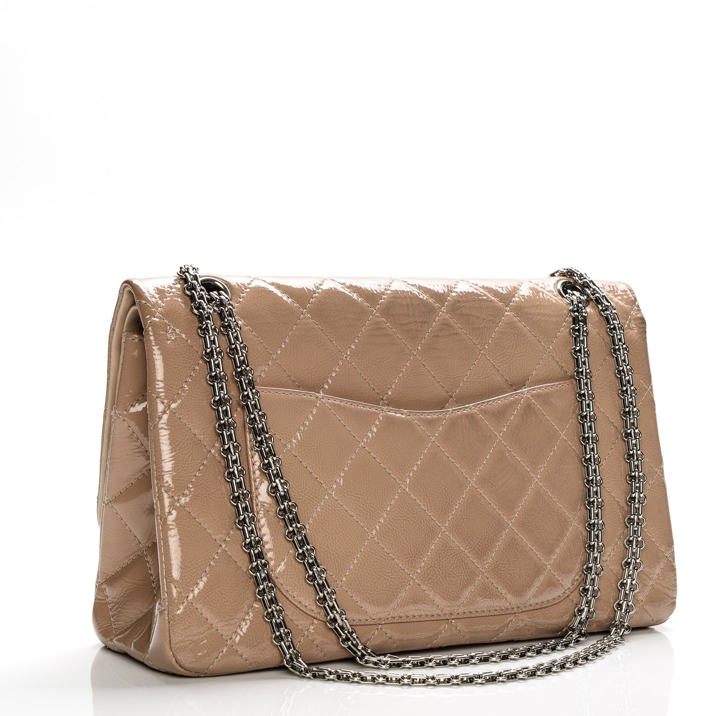 Distressed Patent Quilted 2.55 Reissue 227 Flap Beige