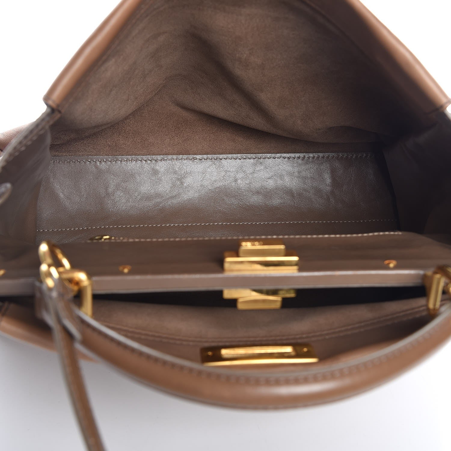 Fendi Vitello Saddle Large Peekaboo Iconic Satchel Moro 7 of 19