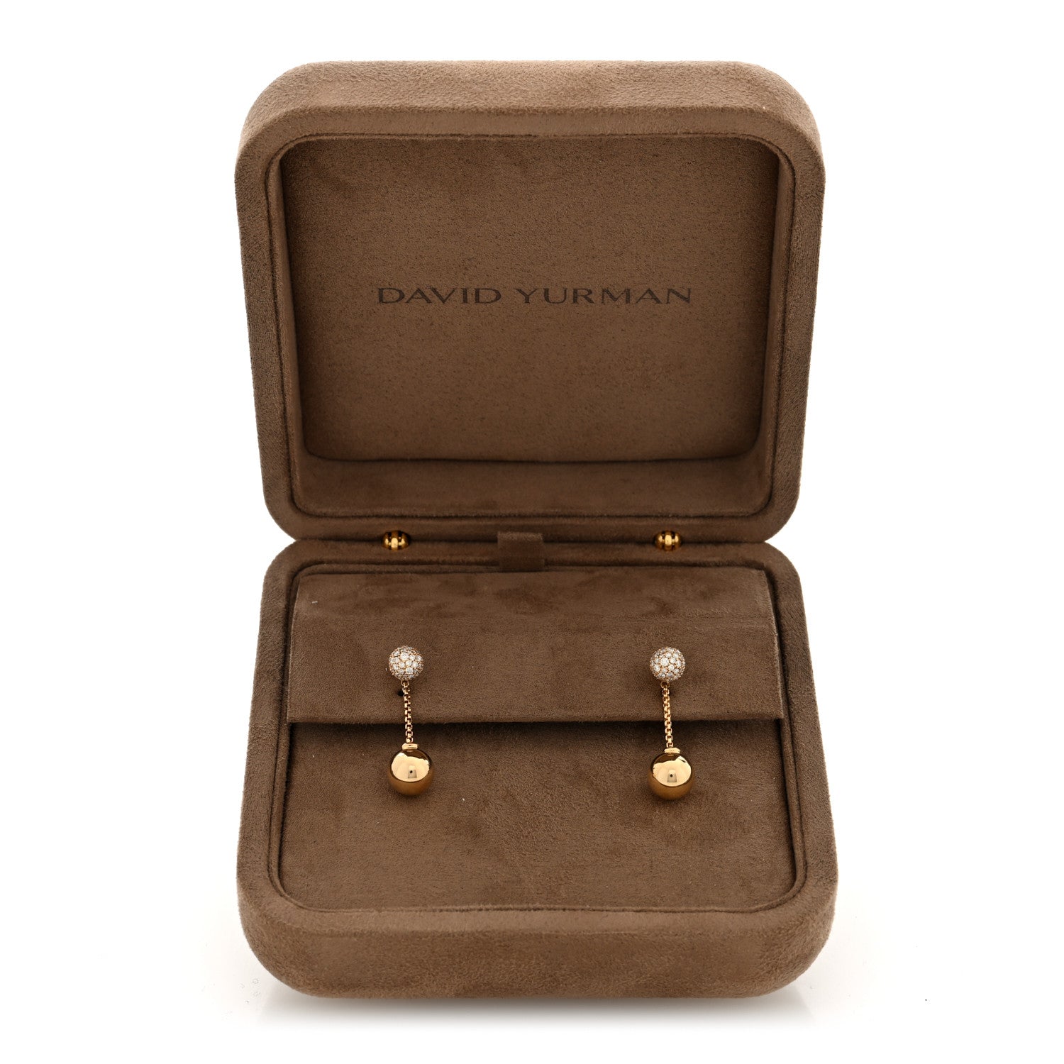 David Yurman 18K Yellow Gold Diamond Ball Drop Earrings 5 of 5