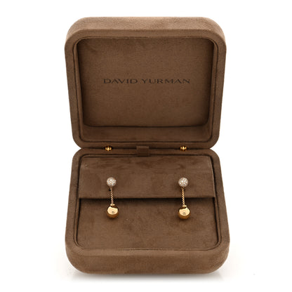 David Yurman 18K Yellow Gold Diamond Ball Drop Earrings 5 of 5