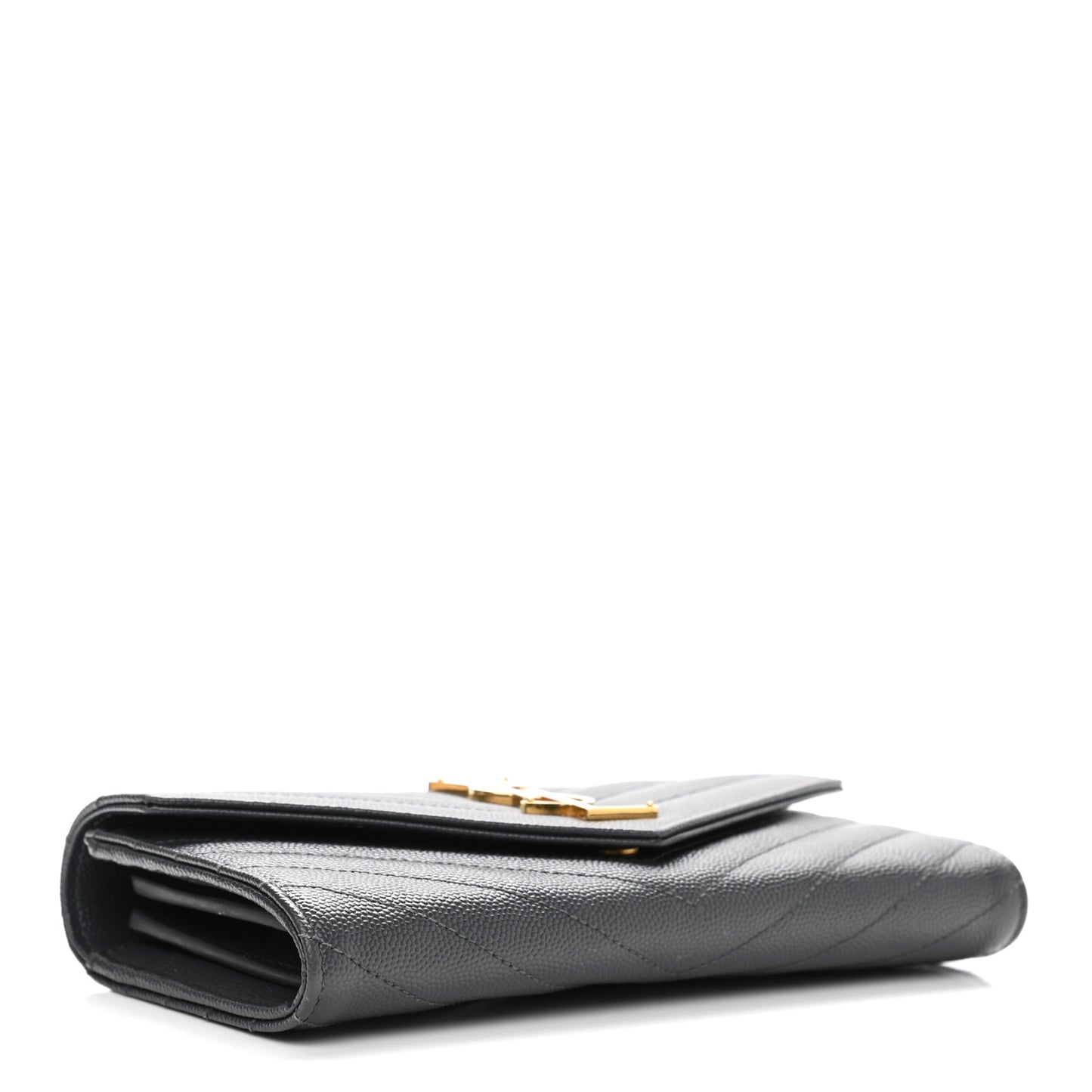 Gjmrain De Poudre Matelasse Chevron Monogram Flap Wallet Fog