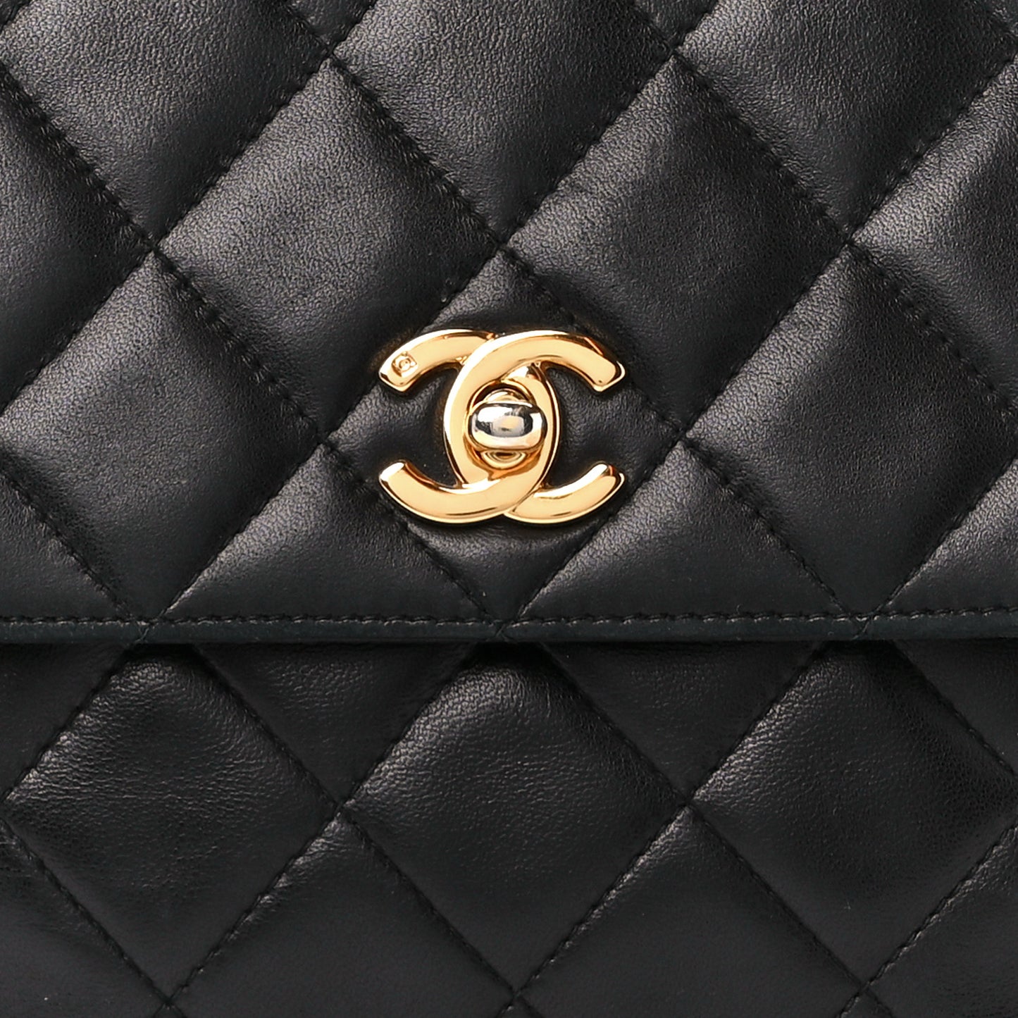 Lambskin Quilted Flap Camera Case Black