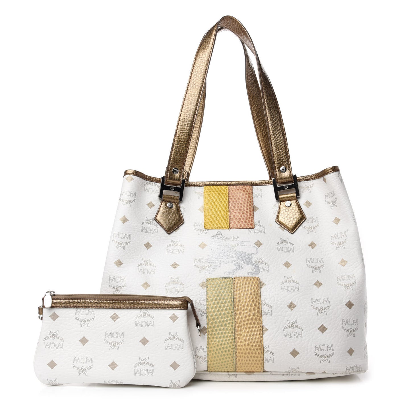 Visetos Striped Shooping Tote White