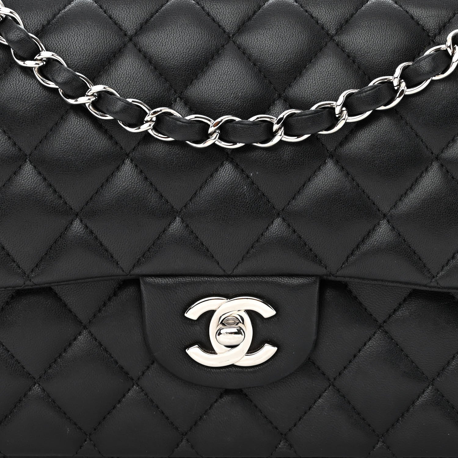 Chanel Lambskin Quilted Medium Double Flap Black 8 of 15