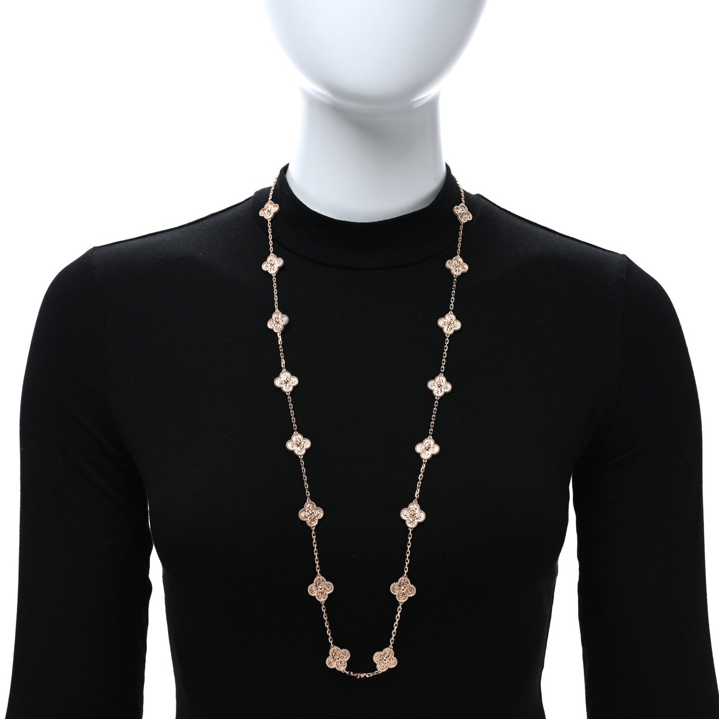 18K Rose Gold 20 Motifs Vintage Alhambra Necklace